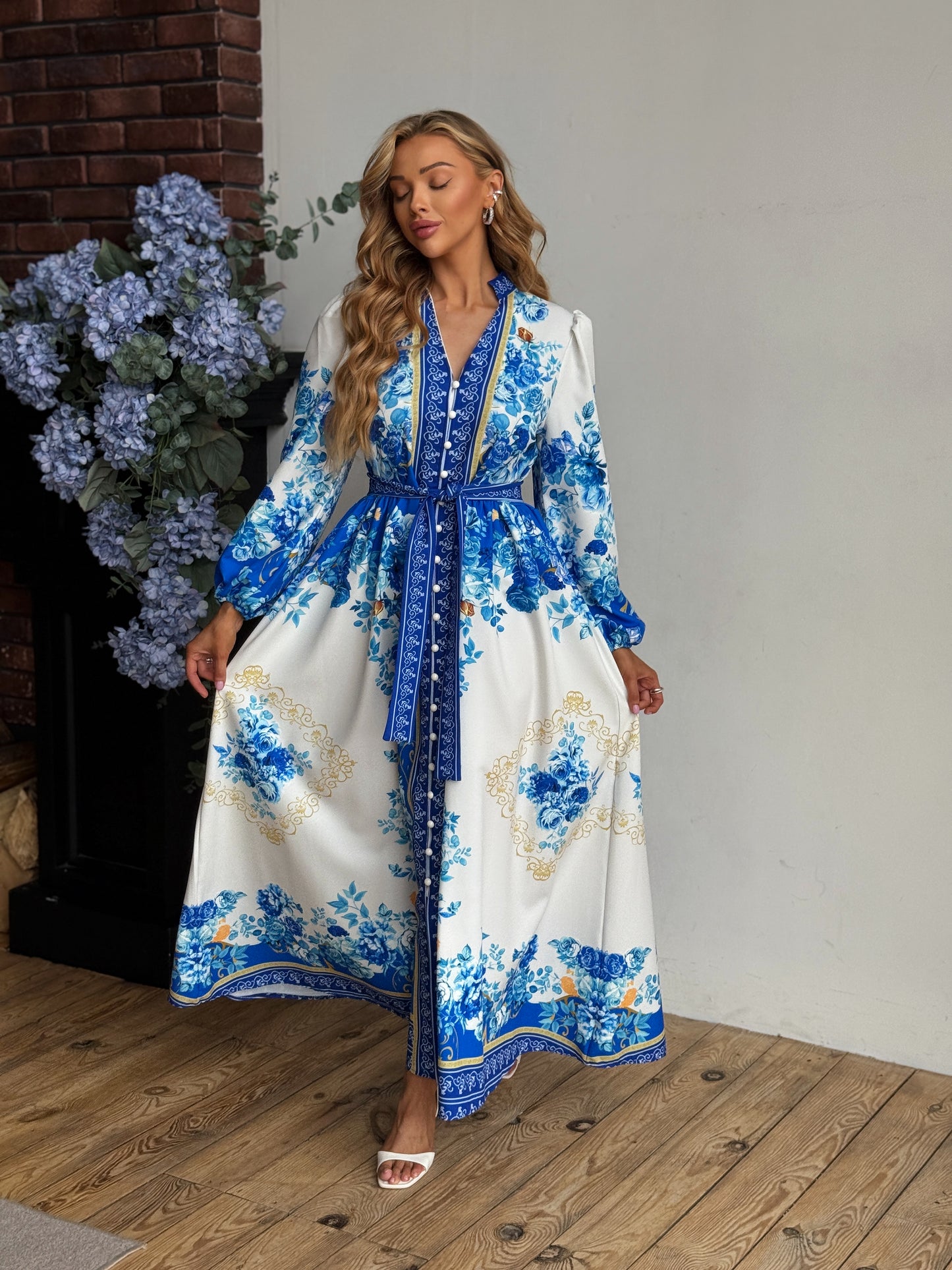 Elegant Blue Pattern Dress