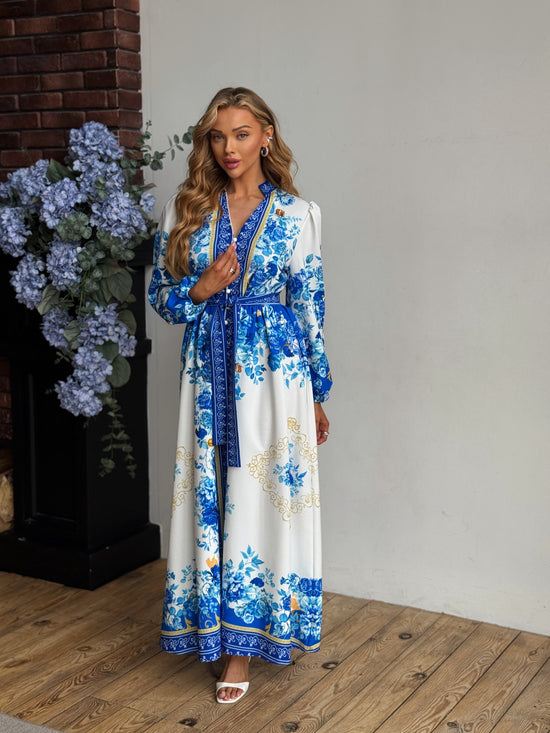 Elegant Blue Pattern Dress