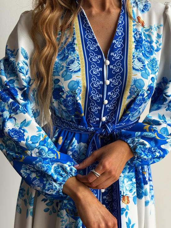 Elegant Blue Pattern Dress