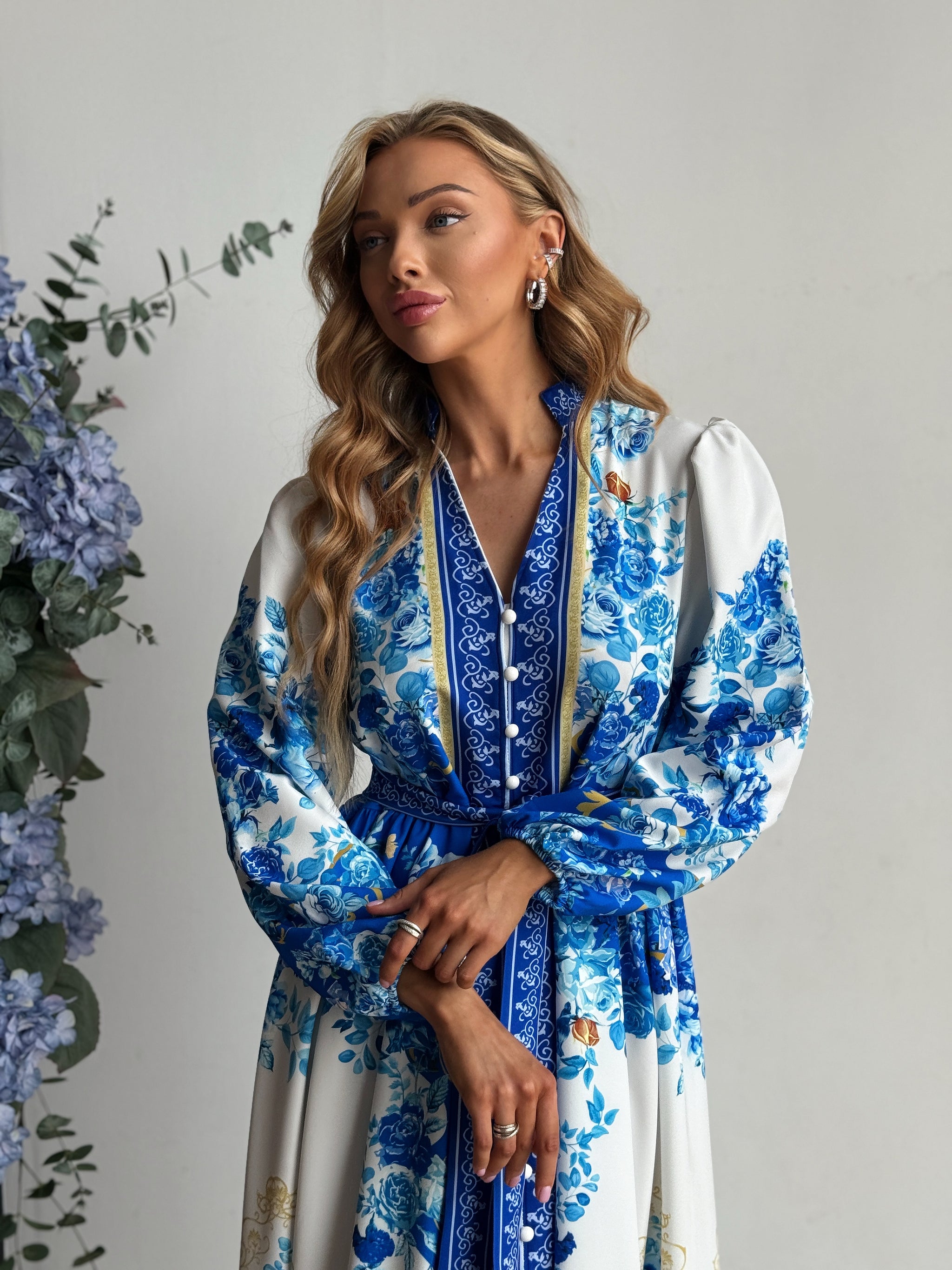 Elegant Blue Pattern Dress