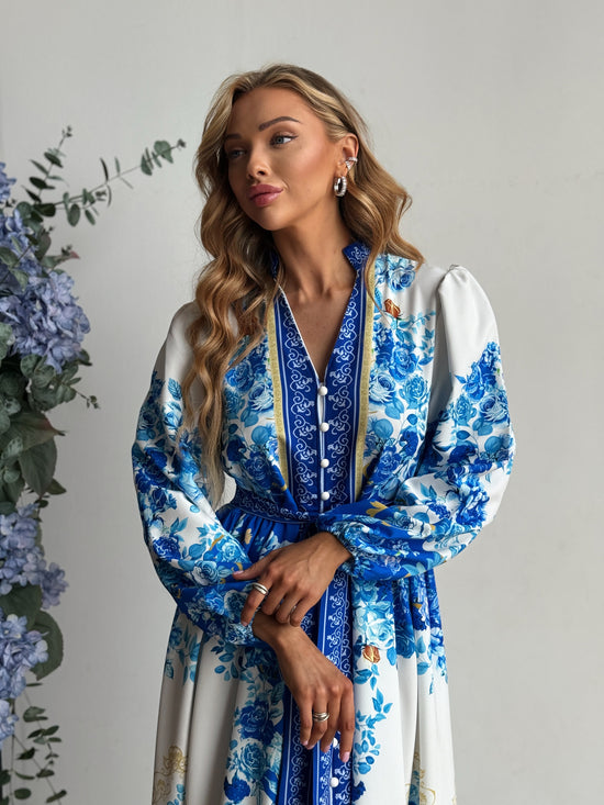 Elegant Blue Pattern Dress