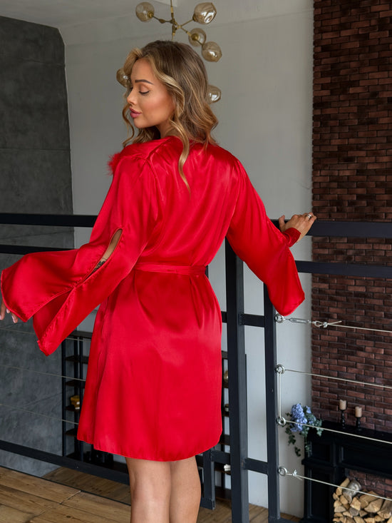 Red Satin Robe & Slip Set