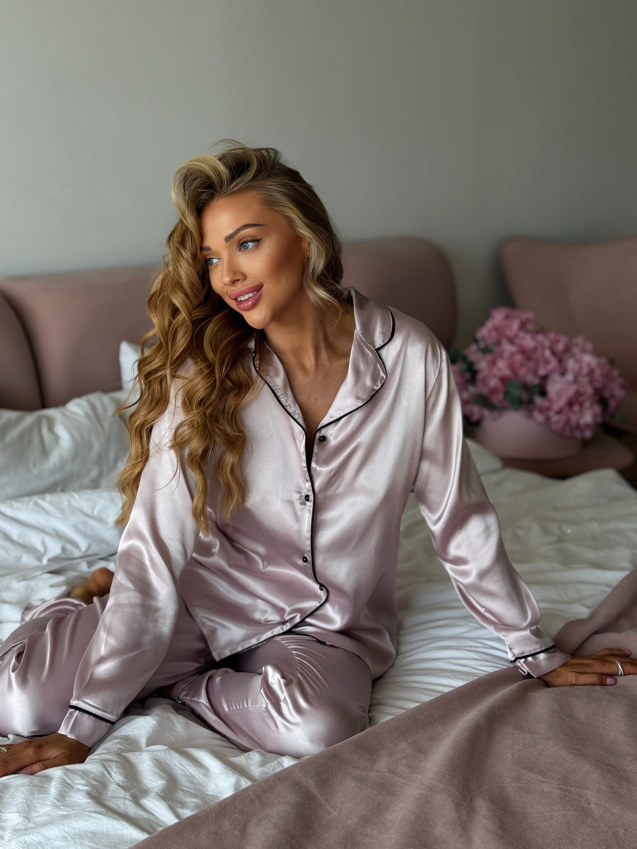 Blush Satin Pajama Set
