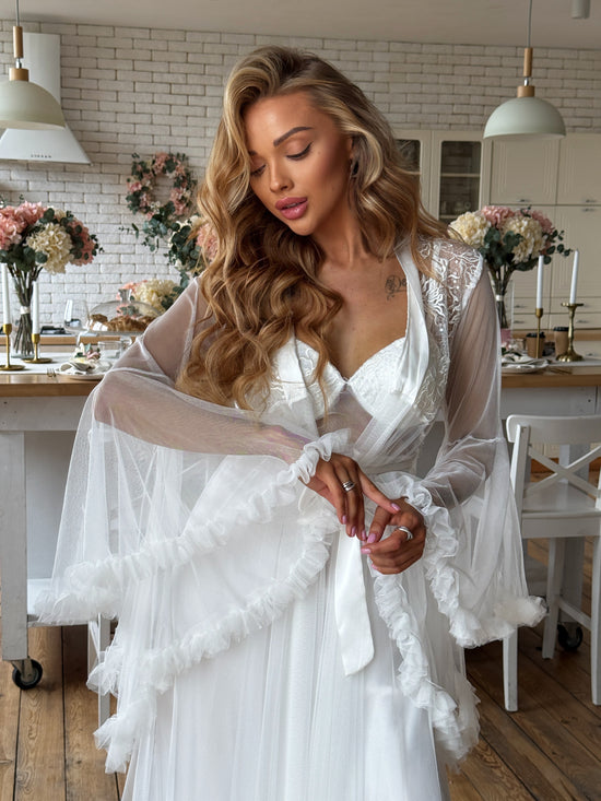 White Bridal Satin Nightgown Set