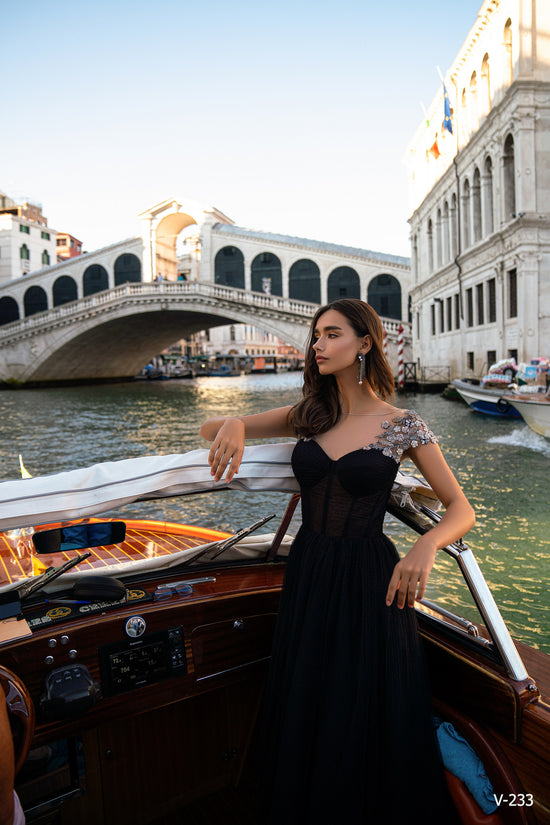 Black Tulle Evening Dress