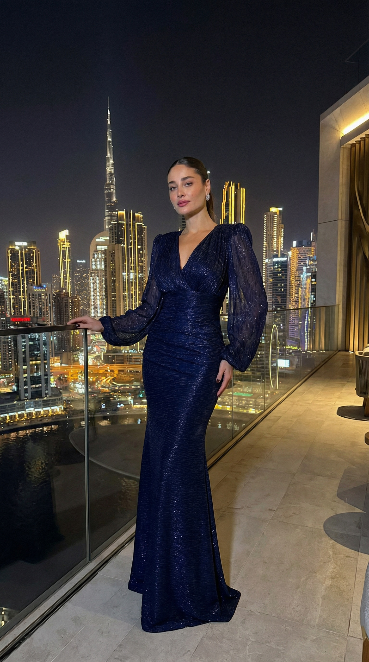Navy Sparkle Evening Gown