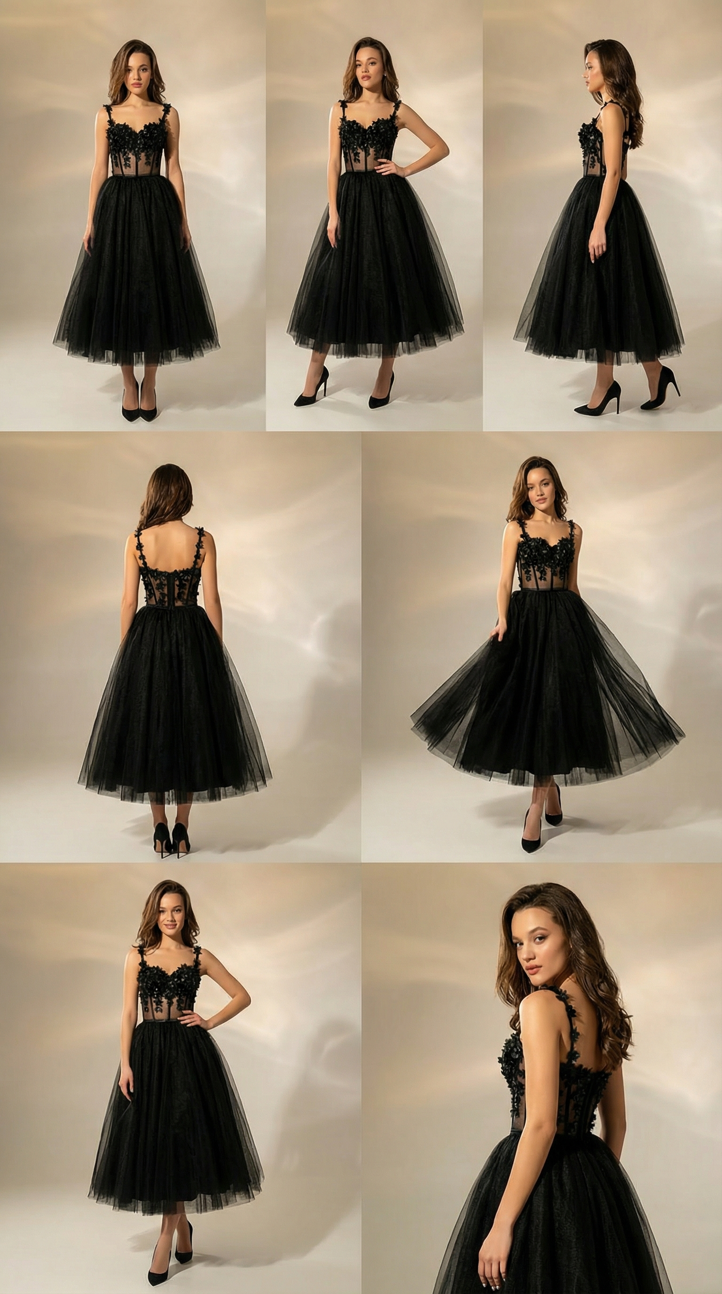 Black Tulle Floral Dress