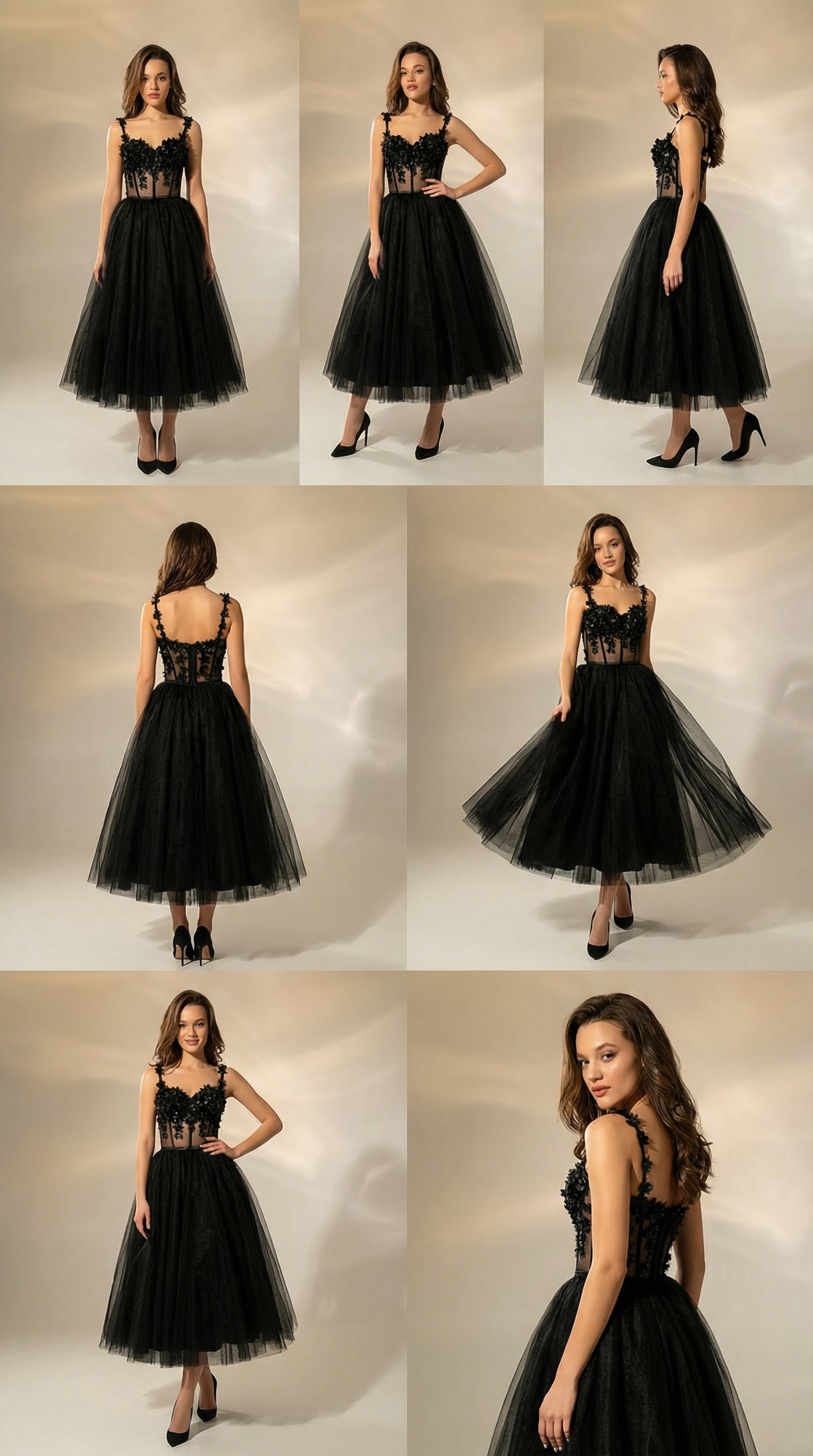 Black Tulle Floral Dress