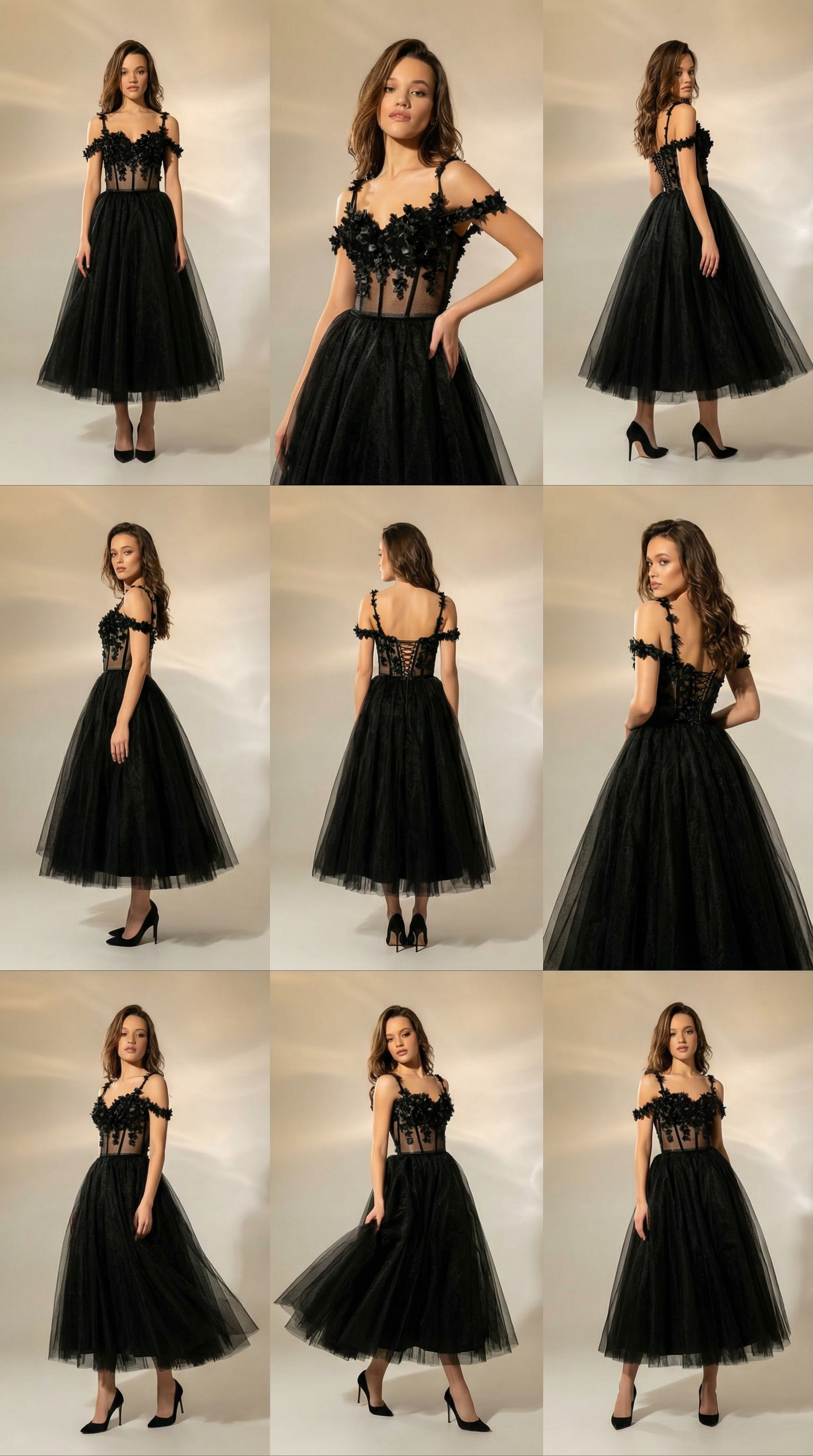 Black Tulle Floral Dress