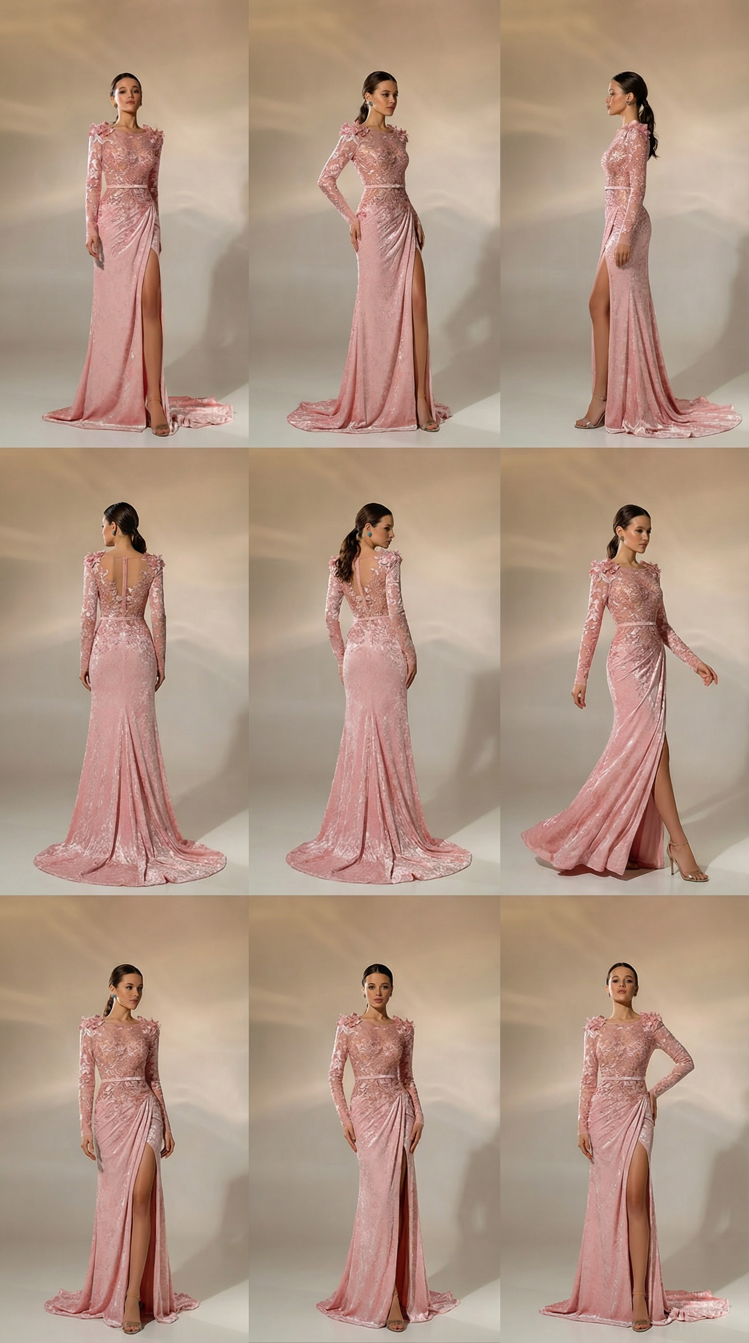 Blush Pink Lace Evening Gown